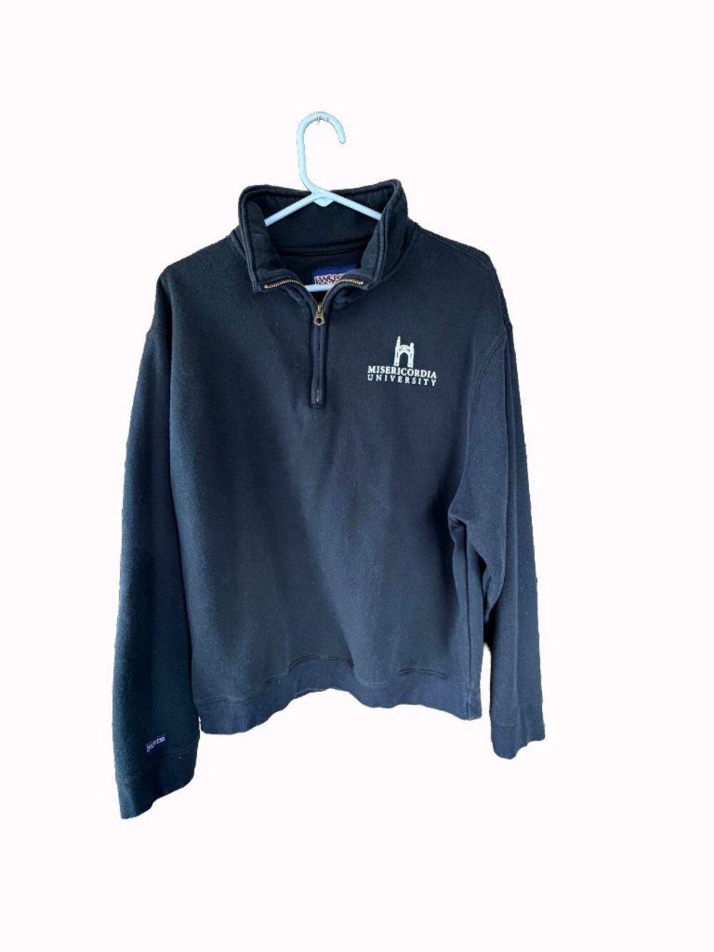 JanSport Misericordia University Black 1/4 Zip Pullover Sweatshirt Size L